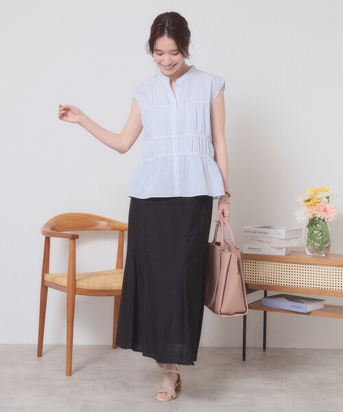 ITS'DEMO（イッツデモ）の「【洗濯機OK】ギャザーストライプブラウス（シャツ/ブラウス・レディース・ホワイト系5/ブルー系2/サックスブルー系2・00）」の22枚目の写真