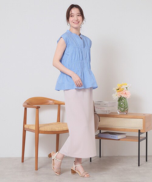 ITS'DEMO（イッツデモ）の「【洗濯機OK】ギャザーストライプブラウス（シャツ/ブラウス・レディース・ホワイト系5/ブルー系2/サックスブルー系2・00）」の10枚目の写真