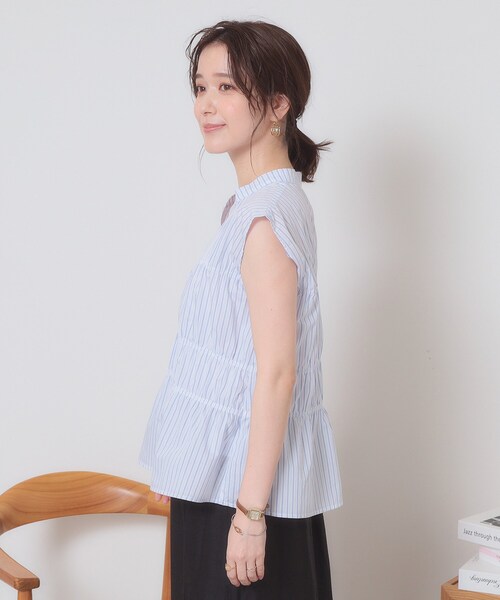 ITS'DEMO（イッツデモ）の「【洗濯機OK】ギャザーストライプブラウス（シャツ/ブラウス・レディース・ホワイト系5/ブルー系2/サックスブルー系2・00）」の14枚目の写真