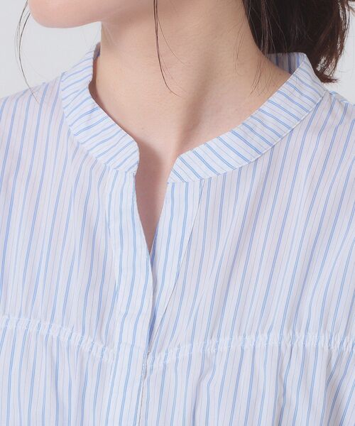 ITS'DEMO（イッツデモ）の「【洗濯機OK】ギャザーストライプブラウス（シャツ/ブラウス・レディース・ホワイト系5/ブルー系2/サックスブルー系2・00）」の16枚目の写真