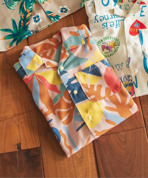 BREEZE(ブリーズ)の「【吸水速乾/リンク】イージーケア リゾート半袖シャツ_ジュニア対応(シャツ/ブラウス・キッズ・グリーン/サーモンピンク/オフホワイト/ベージュ/ネイビー・90/100/110/120/80/130/140)」の5枚目の写真