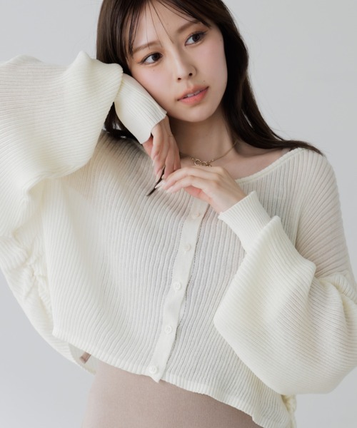 最終値下げ中♡SENEE セニー　完売品　クロップドスリットスリーブニット SERENITY セレニティ クロップド Vネック プルオーバー ニット