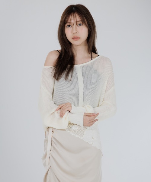 SENEE(セニー)の「cropped sheer cardigan(クロップドシアーカーディガン)(カーディガン/ボレロ・レディース・グレー/アイボリー/ブラック・FREE)」の10枚目の写真