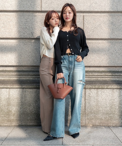 SENEE クロップドシアーカーディガン グレー cropped sheer cardigan（クロップドシアーカーディガン