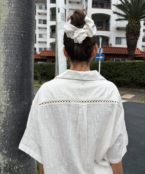 セール】BISOUS FANCY SHIRT／ロキシーリネンクロシェ半袖シャツ