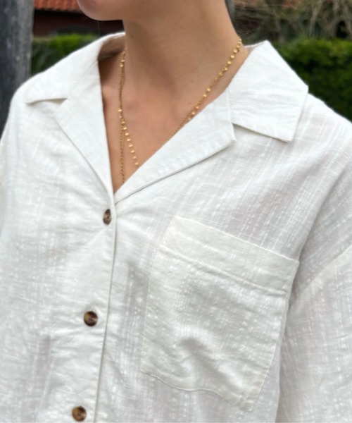 ROXY（ロキシー）の「BISOUS FANCY SHIRT／ロキシーリネンクロシェ半袖シャツ（シャツ/ブラウス・レディース・ホワイト・X-SMALL/MEDIUM/SMALL）」の7枚目の写真