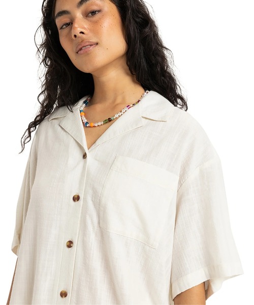 ROXY（ロキシー）の「BISOUS FANCY SHIRT／ロキシーリネンクロシェ半袖シャツ（シャツ/ブラウス・レディース・ホワイト・X-SMALL/MEDIUM/SMALL）」の16枚目の写真