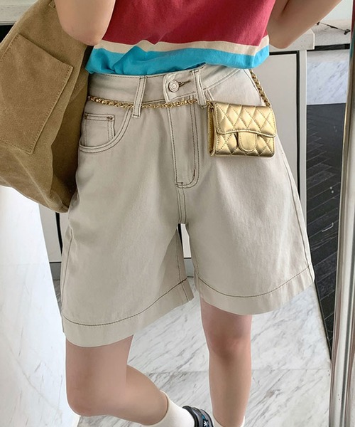 aimoha（アイモハ）の「ダブルステッチハイウエストデニムショートパンツ (SS)（その他パンツ・レディース・ベージュ・LARGE/MEDIUM/SMALL）」の6枚目の写真