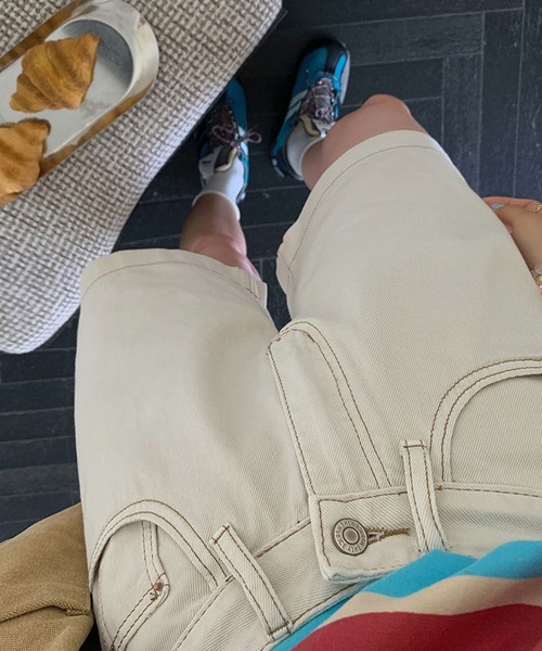 aimoha（アイモハ）の「ダブルステッチハイウエストデニムショートパンツ (SS)（その他パンツ・レディース・ベージュ・LARGE/MEDIUM/SMALL）」の8枚目の写真
