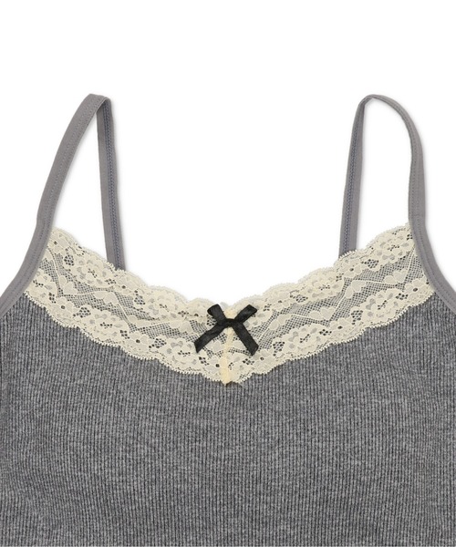 SPINNS（スピンズ）の「カップ付きキャミソール/リボン/レース（キャミソール・レディース・グレー/ブラック/ホワイト・ONESIZE）」の17枚目の写真
