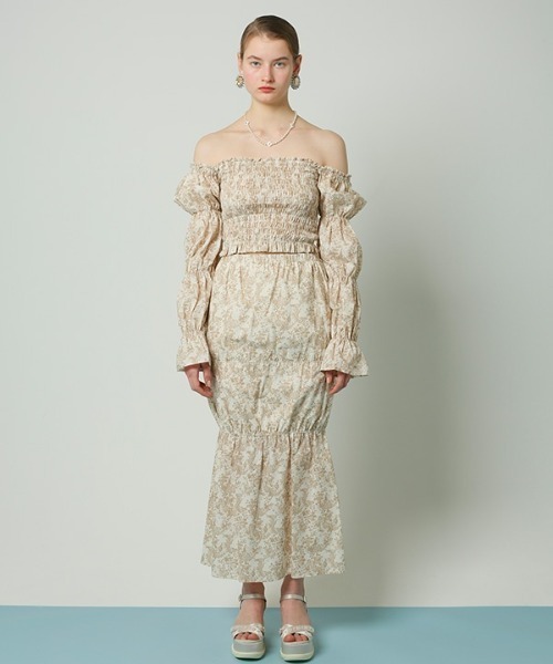HONEY MI HONEY(ハニーミーハニー)の「Toile de Jouy shirring blouse(シャツ/ブラウス・レディース・ベージュ・FREE)」の6枚目の写真