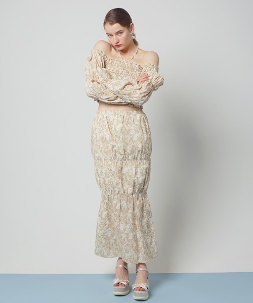 HONEY MI HONEY(ハニーミーハニー)の「Toile de Jouy shirring blouse(シャツ/ブラウス・レディース・ベージュ・FREE)」の5枚目の写真
