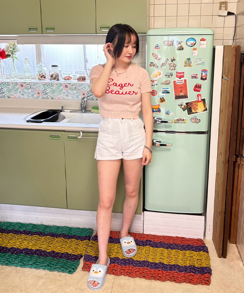 Mi-je(ミジェ)の「マイクロミニ丈パンツ【韓国ファッション】(その他パンツ・レディース・オフホワイト/ネイビー・S/M)」の3枚目の写真