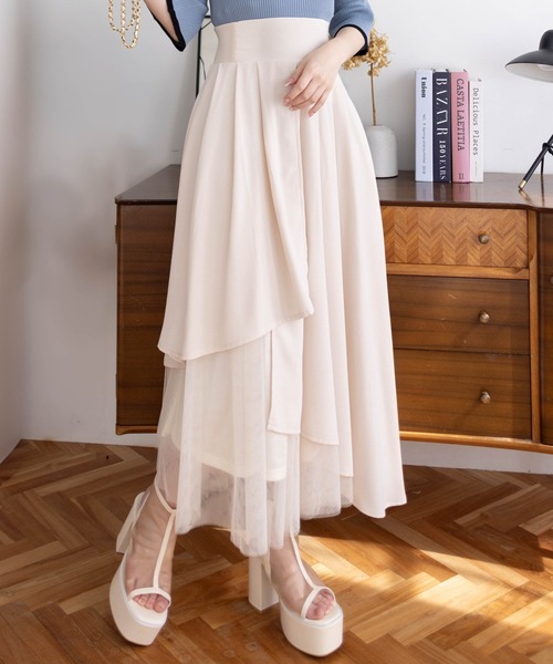 ランバン スポール　　アシンメトリーデザインスカート(40cm丈) LANVIN SPORT プリントスカート（総丈39cm） -デサントストア
