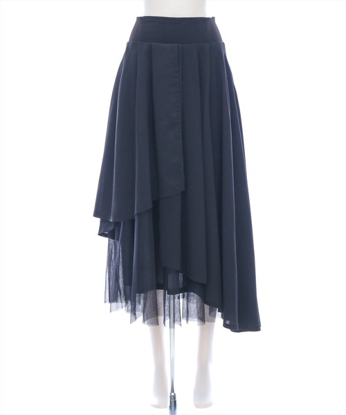 CLEAR BASIC（クリアベーシック）の「【低身長対応／サイズ展開あり】チュールドッキングアシンメトリースカート[ロング丈 大人 上品]（スカート・レディース・ブラック/アイボリー/ピンクベージュ/グレー・F/XS/PF）」の5枚目の写真