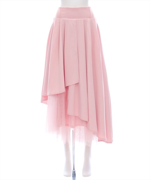 CLEAR BASIC（クリアベーシック）の「【低身長対応／サイズ展開あり】チュールドッキングアシンメトリースカート[ロング丈 大人 上品]（スカート・レディース・ブラック/アイボリー/ピンクベージュ/グレー・F/XS/PF）」の6枚目の写真