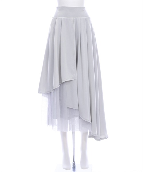 CLEAR BASIC（クリアベーシック）の「【低身長対応／サイズ展開あり】チュールドッキングアシンメトリースカート[ロング丈 大人 上品]（スカート・レディース・ブラック/アイボリー/ピンクベージュ/グレー・F/XS/PF）」の7枚目の写真