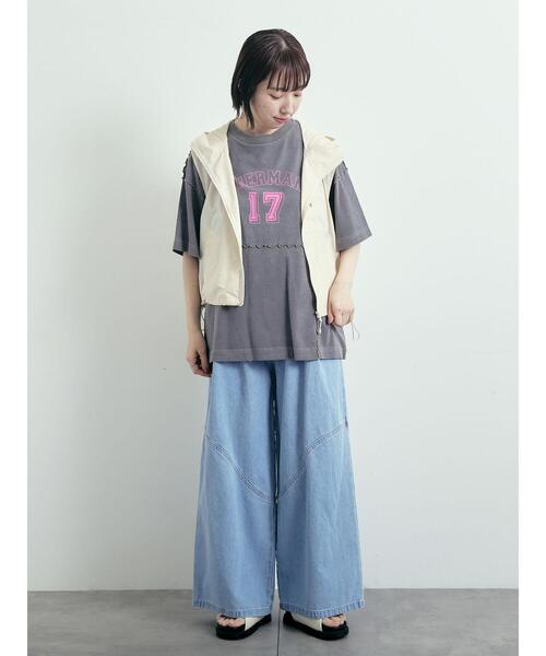 SM2（エスエムツー）の「デニム/ツイル 切替ワイドパンツ（その他パンツ・レディース・ベージュ/ブルー/サックスブルー・S/M）」の8枚目の写真