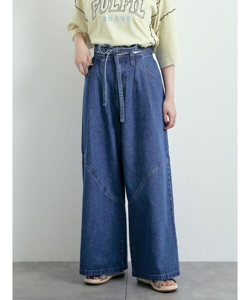 SM2（エスエムツー）の「デニム/ツイル 切替ワイドパンツ（その他パンツ・レディース・ベージュ/ブルー/サックスブルー・S/M）」の6枚目の写真