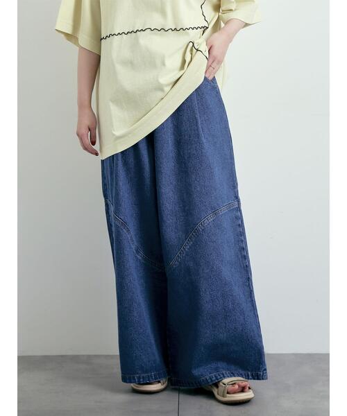 SM2（エスエムツー）の「デニム/ツイル 切替ワイドパンツ（その他パンツ・レディース・ベージュ/ブルー/サックスブルー・S/M）」の5枚目の写真