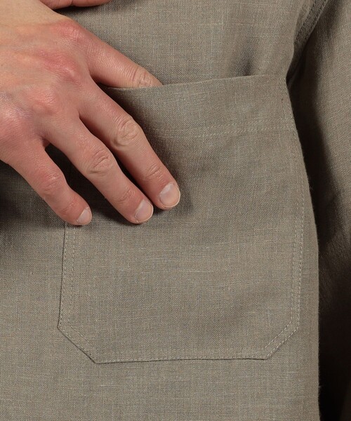 TOMORROWLAND （トゥモローランド）の「ベルジャンリネン シャツブルゾン LIBECO（ブルゾン・メンズ・チャコールグレー/ブルー/ベージュ・L/S/M）」の12枚目の写真