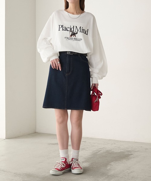 BONLECILL(ボンルシール)の「DOG刺繍ロンTEE(Tシャツ/カットソー・レディース・杢グレー/オフホワイト/ネイビー/レッド/チャコールグレー・FREE)」の20枚目の写真