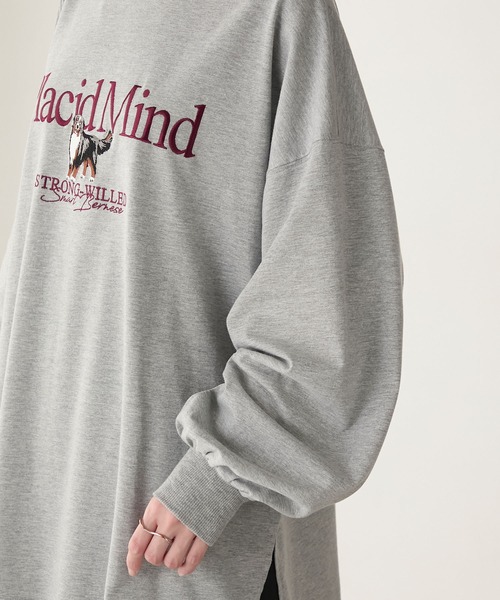 BONLECILL(ボンルシール)の「DOG刺繍ロンTEE(Tシャツ/カットソー・レディース・杢グレー/オフホワイト/ネイビー/レッド/チャコールグレー・FREE)」の12枚目の写真