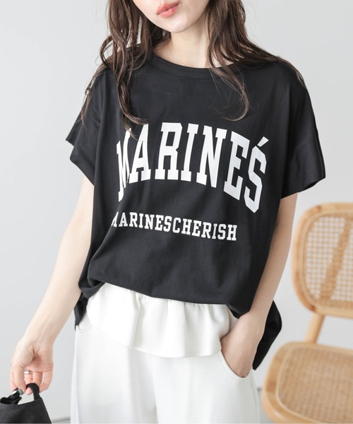 La-gemme(ラジェム)の「カレッジ風ロゴ Tシャツ(Tシャツ/カットソー・レディース・杢グレー/ブラック/ホワイト・フリー)」の3枚目の写真