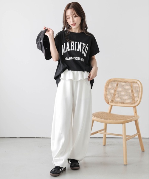 La-gemme(ラジェム)の「カレッジ風ロゴ Tシャツ(Tシャツ/カットソー・レディース・杢グレー/ブラック/ホワイト・フリー)」の18枚目の写真