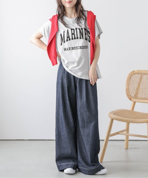 La-gemme(ラジェム)の「カレッジ風ロゴ Tシャツ(Tシャツ/カットソー・レディース・杢グレー/ブラック/ホワイト・フリー)」の9枚目の写真