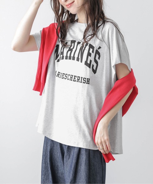 La-gemme(ラジェム)の「カレッジ風ロゴ Tシャツ(Tシャツ/カットソー・レディース・杢グレー/ブラック/ホワイト・フリー)」の11枚目の写真