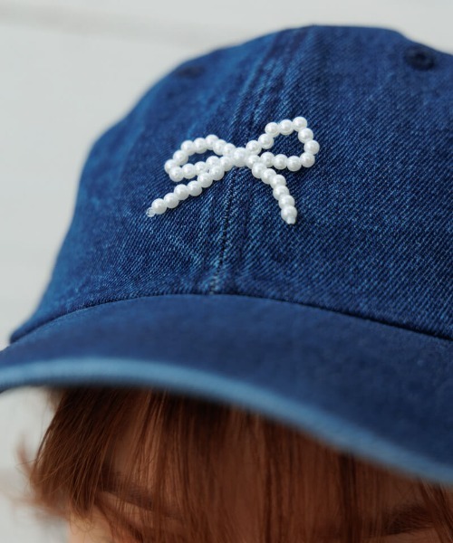 flower（フラワー）の「パールリボンキャップ（キャップ・レディース・ブルー/ネイビー・FREE）」の5枚目の写真