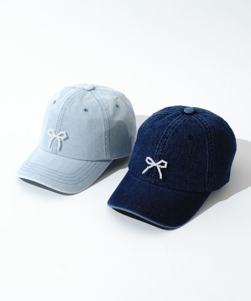 flower（フラワー）の「パールリボンキャップ（キャップ・レディース・ブルー/ネイビー・FREE）」の6枚目の写真