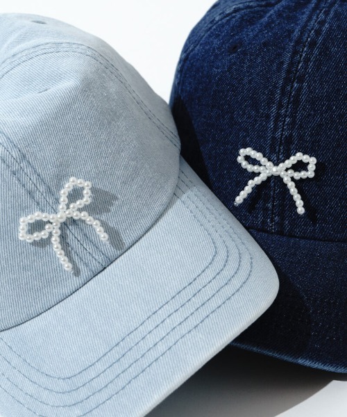 flower（フラワー）の「パールリボンキャップ（キャップ・レディース・ブルー/ネイビー・FREE）」の7枚目の写真