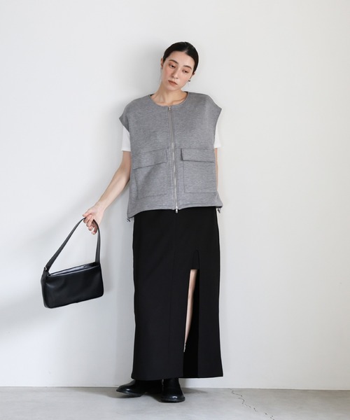 select MOCA(セレクトモカ)の「フェイクレイヤードスリットスカート(スカート・レディース・ブラック/ブラウン・MEDIUM/LARGE)」の5枚目の写真