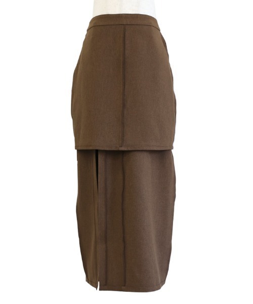 select MOCA(セレクトモカ)の「フェイクレイヤードスリットスカート(スカート・レディース・ブラック/ブラウン・MEDIUM/LARGE)」の8枚目の写真