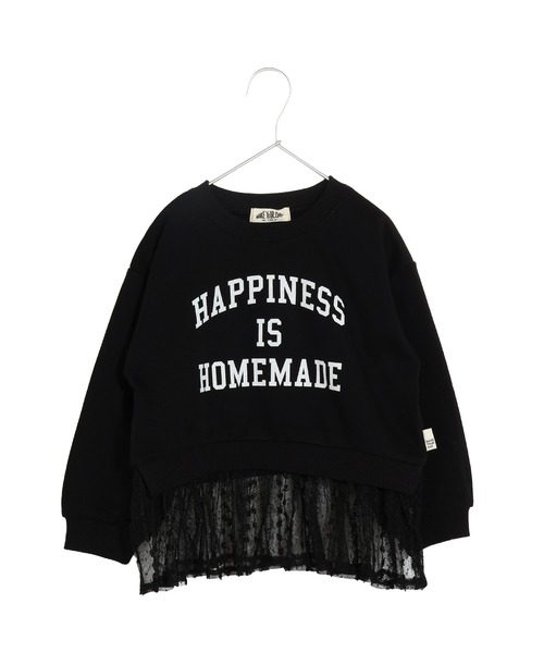 MAKE YOUR DAY（メイクユアデイ）の「HOMEMADEロゴフリル付きファミリー裏毛トレーナー■80～140cm（スウェット・キッズ・ミント/ライトグレー/ブラック・140/130/80/120/110/90/100）」の2枚目の写真