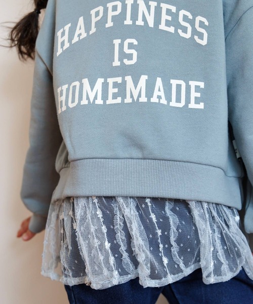 MAKE YOUR DAY（メイクユアデイ）の「HOMEMADEロゴフリル付きファミリー裏毛トレーナー■80～140cm（スウェット・キッズ・ミント/ライトグレー/ブラック・140/130/80/120/110/90/100）」の10枚目の写真