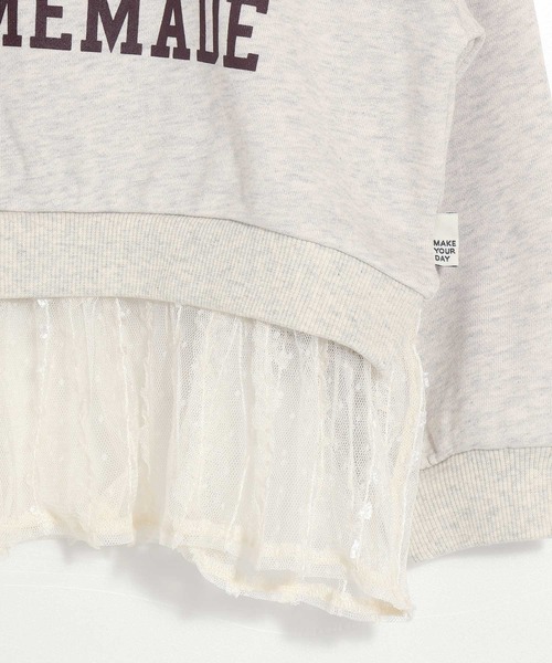 MAKE YOUR DAY（メイクユアデイ）の「HOMEMADEロゴフリル付きファミリー裏毛トレーナー■80～140cm（スウェット・キッズ・ミント/ライトグレー/ブラック・140/130/80/120/110/90/100）」の16枚目の写真