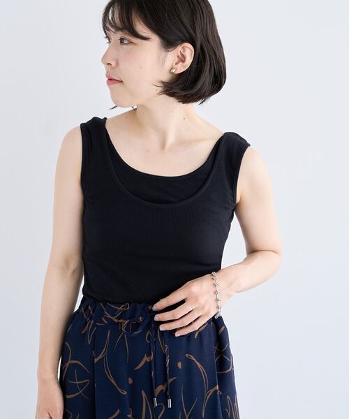 Petit fleur（プチフルール）の「・Petit Fleur レイヤードタンク（タンクトップ・レディース・ブラック/杢グレー/オフホワイト/ピンク/ブラウン/グリーン・FREE）」の2枚目の写真