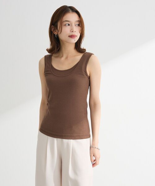 Petit fleur（プチフルール）の「・Petit Fleur レイヤードタンク（タンクトップ・レディース・ブラック/杢グレー/オフホワイト/ピンク/ブラウン/グリーン・FREE）」の10枚目の写真