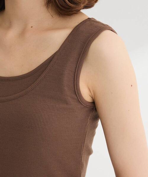 Petit fleur（プチフルール）の「・Petit Fleur レイヤードタンク（タンクトップ・レディース・ブラック/杢グレー/オフホワイト/ピンク/ブラウン/グリーン・FREE）」の14枚目の写真