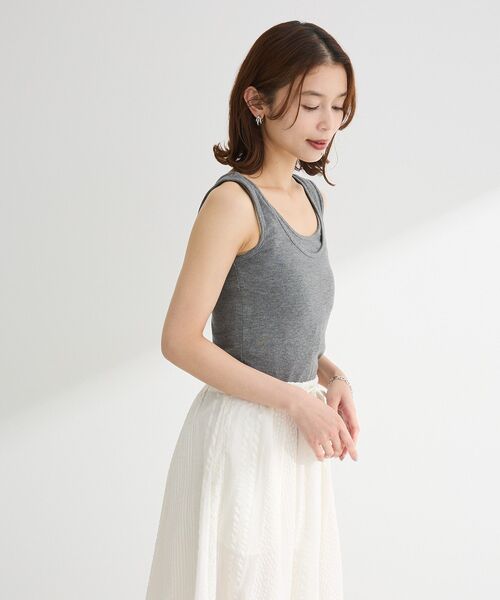 Petit fleur（プチフルール）の「・Petit Fleur レイヤードタンク（タンクトップ・レディース・ブラック/杢グレー/オフホワイト/ピンク/ブラウン/グリーン・FREE）」の18枚目の写真