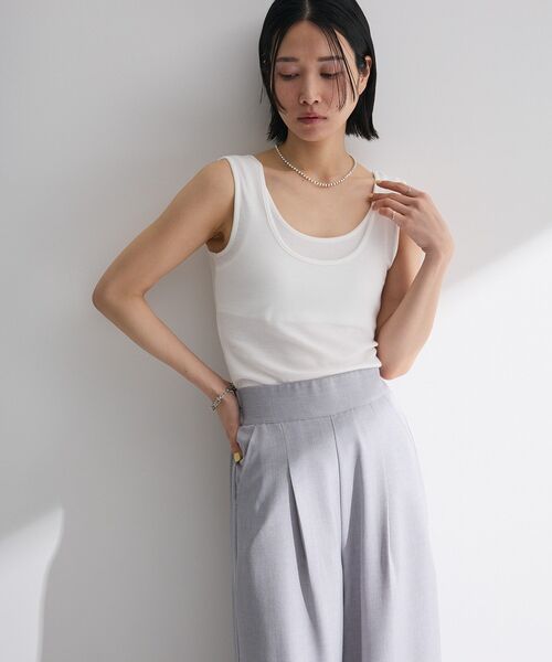 Petit fleur（プチフルール）の「・Petit Fleur レイヤードタンク（タンクトップ・レディース・ブラック/杢グレー/オフホワイト/ピンク/ブラウン/グリーン・FREE）」の21枚目の写真