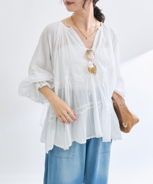 RIVE DROITE（リヴドロワ）の「【シーズンムードを高める】コットンボイルレースブラウス（シャツ/ブラウス・レディース・ホワイト/ブラック・FREE）」の2枚目の写真