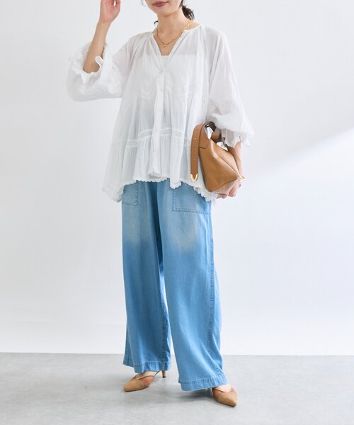 RIVE DROITE（リヴドロワ）の「【シーズンムードを高める】コットンボイルレースブラウス（シャツ/ブラウス・レディース・ホワイト/ブラック・FREE）」の4枚目の写真