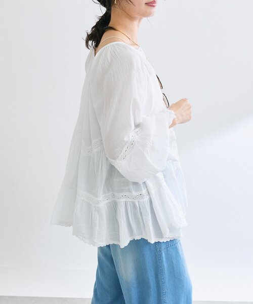 RIVE DROITE（リヴドロワ）の「【シーズンムードを高める】コットンボイルレースブラウス（シャツ/ブラウス・レディース・ホワイト/ブラック・FREE）」の8枚目の写真