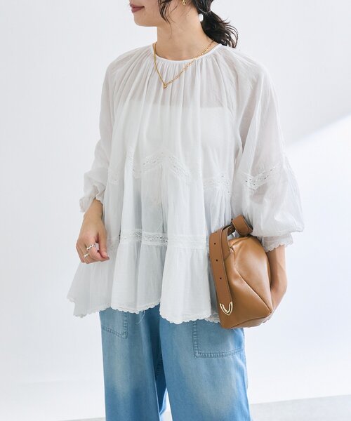 RIVE DROITE（リヴドロワ）の「【シーズンムードを高める】コットンボイルレースブラウス（シャツ/ブラウス・レディース・ホワイト/ブラック・FREE）」の13枚目の写真