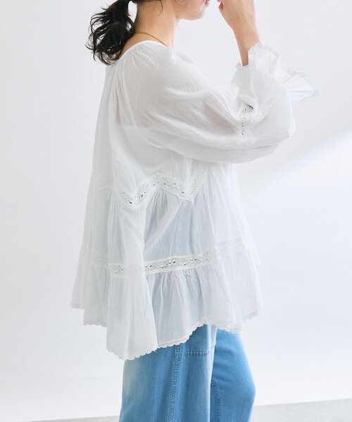 RIVE DROITE（リヴドロワ）の「【シーズンムードを高める】コットンボイルレースブラウス（シャツ/ブラウス・レディース・ホワイト/ブラック・FREE）」の14枚目の写真