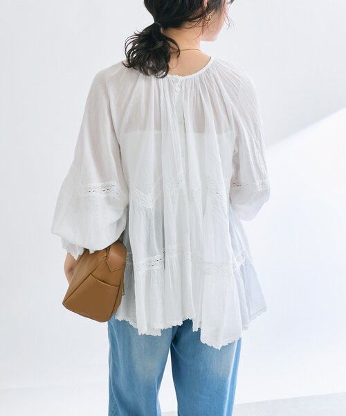 RIVE DROITE（リヴドロワ）の「【シーズンムードを高める】コットンボイルレースブラウス（シャツ/ブラウス・レディース・ホワイト/ブラック・FREE）」の15枚目の写真